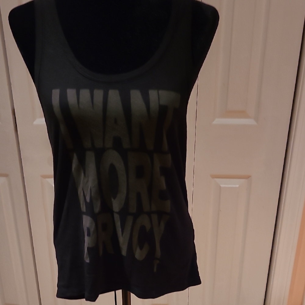 PRVCY Black Graphic Tank Top, Size M